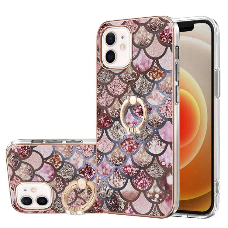 Electroplating Pattern IMD TPU Shockproof Case with Rhinestone Ring Holder, For iPhone 12, For iPhone 12 Pro Max, For iPhone 11, For iPhone 11 Pro, For iPhone 11 Pro Max