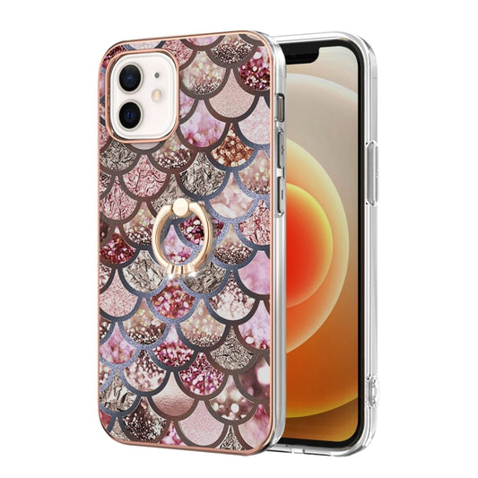 Electroplating Pattern IMD TPU Shockproof Case with Rhinestone Ring Holder, For iPhone 12, For iPhone 12 Pro Max, For iPhone 11, For iPhone 11 Pro, For iPhone 11 Pro Max