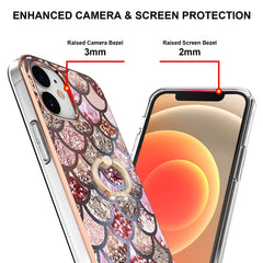 Electroplating Pattern IMD TPU Shockproof Case with Rhinestone Ring Holder, For iPhone 12, For iPhone 12 Pro Max, For iPhone 11, For iPhone 11 Pro, For iPhone 11 Pro Max