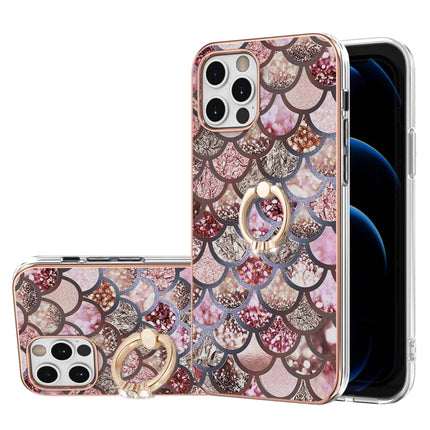Electroplating Pattern IMD TPU Shockproof Case with Rhinestone Ring Holder, For iPhone 12 mini, For iPhone 12, For iPhone 12 Pro Max, For iPhone 11