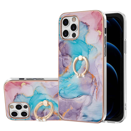 Electroplating Pattern IMD TPU Shockproof Case with Rhinestone Ring Holder, For iPhone 12 mini, For iPhone 12, For iPhone 12 Pro Max, For iPhone 11