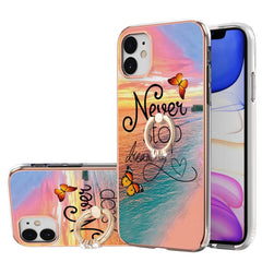 Electroplating Pattern IMD TPU Shockproof Case with Rhinestone Ring Holder, For iPhone 12, For iPhone 12 Pro Max, For iPhone 11, For iPhone 11 Pro, For iPhone 11 Pro Max