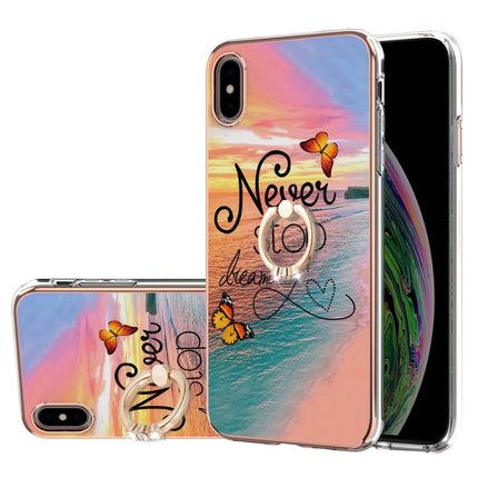 Electroplating Pattern IMD TPU Shockproof Case with Rhinestone Ring Holder, For iPhone 11 Pro, For iPhone 11 Pro Max, For iPhone X / XS, For iPhone XR