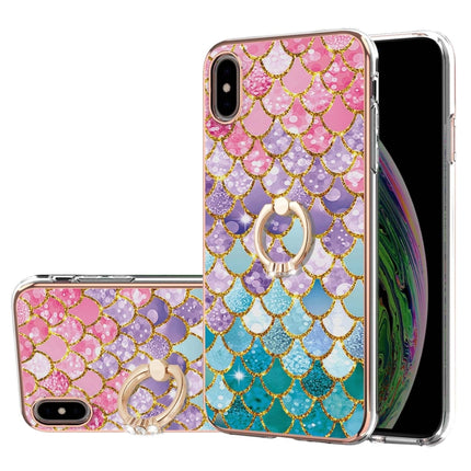 Electroplating Pattern IMD TPU Shockproof Case with Rhinestone Ring Holder, For iPhone XS Max, For iPhone 12 Pro, For iPhone SE 2022 / SE 2020 / 8 / 7, For iPhone 8 Plus / 7 Plus