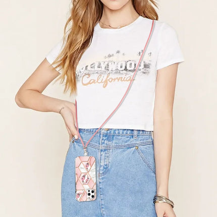 Estuche a prueba de golpes de TPU con diseño de flores de mármol y empalme galvanizado con cordón, para iPhone 11 Pro, para iPhone 11 Pro Max, para iPhone XS/X, para iPhone XR, para iPhone XS Max, para iPhone 8 Plus/7 Plus, para iPhone SE 2022/SE 2020/8/7