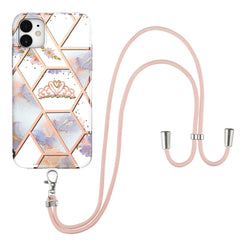 Electroplating Splicing Marble Flower Pattern TPU Shockproof Case with Lanyard, For iPhone 13 mini, For iPhone 13, For iPhone 13 Pro, For iPhone 13 Pro Max, For iPhone 12 mini, For iPhone 12 / 12 Pro, For iPhone 12 Pro Max, For iPhone 11