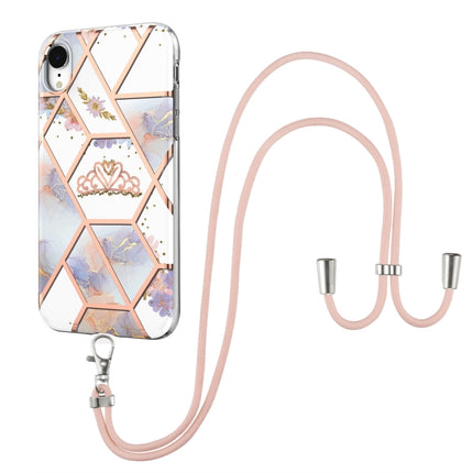 Estuche a prueba de golpes de TPU con diseño de flores de mármol y empalme galvanizado con cordón, para iPhone 11 Pro, para iPhone 11 Pro Max, para iPhone XS/X, para iPhone XR, para iPhone XS Max, para iPhone 8 Plus/7 Plus, para iPhone SE 2022/SE 2020/8/7