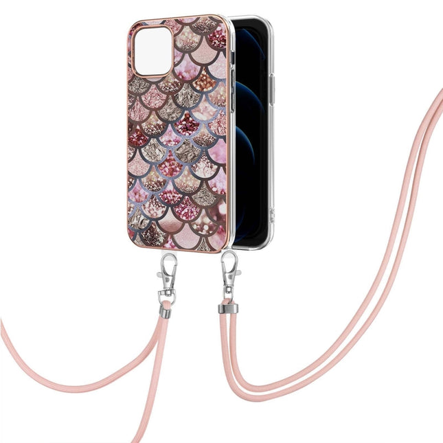 Electroplating Pattern IMD TPU Shockproof Case with Neck Lanyard, For iPhone 13 mini, For iPhone 13, For iPhone 13 Pro, For iPhone 13 Pro Max
