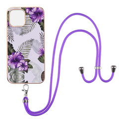 Electroplating Pattern IMD TPU Shockproof Case with Neck Lanyard, For iPhone 13 mini, For iPhone 13, For iPhone 13 Pro, For iPhone 13 Pro Max