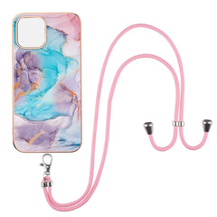 Electroplating Pattern IMD TPU Shockproof Case with Neck Lanyard, For iPhone 13 mini, For iPhone 13, For iPhone 13 Pro, For iPhone 13 Pro Max, For iPhone 12 mini