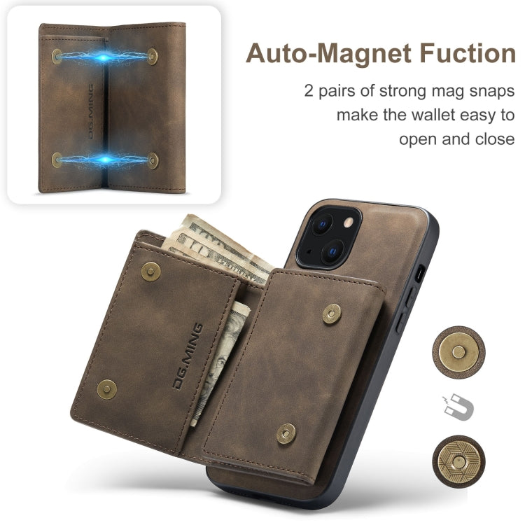 DG.MING M1-Serie 3-fach gefaltete Multi-Karten-Geldbörse + magnetische stoßfeste Hülle mit Halterungsfunktion, für iPhone 13 Mini, für iPhone 13, für iPhone 13 Pro, für iPhone 13 Pro Max