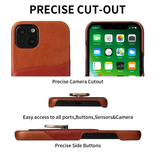 Fierre Shann Oil Wax Texture Genuine Leather Back Cover Case with 360 Degree Rotation Holder & Card Slot, For iPhone 13, For iPhone 13 Mini, For iPhone 13 Pro, For iPhone 13 Pro Max