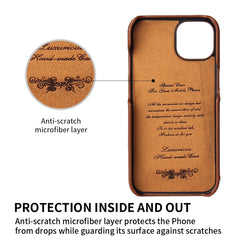 Fierre Shann Oil Wax Texture Genuine Leather Back Cover Case with 360 Degree Rotation Holder & Card Slot, For iPhone 13, For iPhone 13 Mini, For iPhone 13 Pro, For iPhone 13 Pro Max