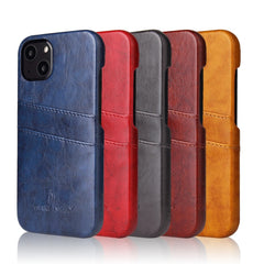 Fierre Shann Retro Oil Wax Texture PU Leather Case with Card Slots, For iPhone 13, For iPhone 13 Mini, For iPhone 13 Pro, For iPhone 13 Pro Max