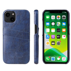 Fierre Shann Retro Oil Wax Texture PU Leather Case with Card Slots, For iPhone 13, For iPhone 13 Mini, For iPhone 13 Pro, For iPhone 13 Pro Max