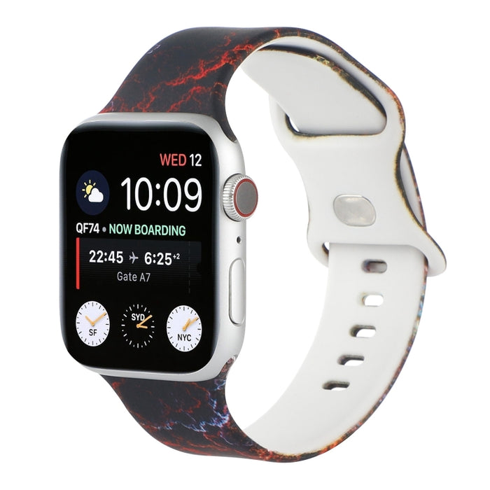 8-buckle Printed Replacement Strap Watchband For Apple Watch Series, 7 45mm / 6 & SE & 5 & 4 44mm / 3 & 2 & 1 42mm, 7 41mm / 6 & SE & 5 & 4 40mm / 3 & 2 & 1 38mm