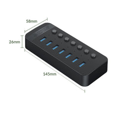 ORICO CT2U3-7AB-WH 7 In 1 Plastic Stripes Multi-Port USB HUB with Individual Switches,, CT2U3-7AB-BK EU Plug, CT2U3-7AB-WH EU Plug, CT2U3-7AB-BK AU Plug, CT2U3-7AB-WH AU Plug, CT2U3-7AB-BK UK Plug, CT2U3-7AB-WH UK Plug