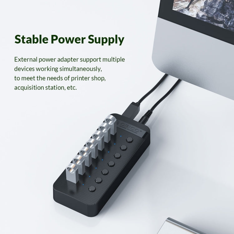 Concentrador USB multipuerto ORICO CT2U3-7AB-WH 7 en 1 con rayas de plástico e interruptores individuales, enchufe UE CT2U3-7AB-BK, enchufe UE CT2U3-7AB-WH, enchufe AU CT2U3-7AB-BK, enchufe AU CT2U3-7AB-WH, enchufe RU CT2U3-7AB-BK, enchufe RU CT2U3-7AB-WH