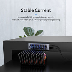 ORICO AT2U3-7AB-GY-BP 7 In 1 Aluminum Alloy Multi-Port USB HUB with Individual Switches,, EU Plug, UK Plug, AU Plug