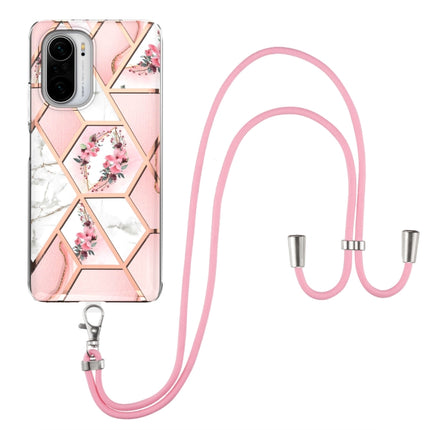 Electroplating Splicing Marble Flower Pattern TPU Shockproof Case with Lanyard, For Xiaomi Mi 11i / Poco F3, For Xiaomi Poco M3 / Redmi Note 9 4G, For Xiaomi Redmi 9A, For Xiaomi Mi 10 Lite 5G, For Xiaomi Mi 10T Lite 5G, For Xiaomi Mi 10T 5G / 10T Pro 5G