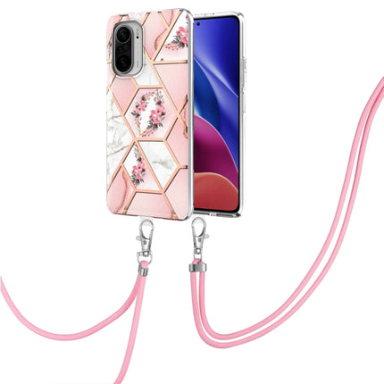 Electroplating Splicing Marble Flower Pattern TPU Shockproof Case with Lanyard, For Xiaomi Mi 11i / Poco F3, For Xiaomi Poco M3 / Redmi Note 9 4G, For Xiaomi Redmi 9A, For Xiaomi Mi 10 Lite 5G, For Xiaomi Mi 10T Lite 5G, For Xiaomi Mi 10T 5G / 10T Pro 5G
