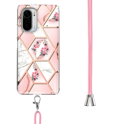 Electroplating Splicing Marble Flower Pattern TPU Shockproof Case with Lanyard, For Xiaomi Mi 11i / Poco F3, For Xiaomi Poco M3 / Redmi Note 9 4G, For Xiaomi Redmi 9A, For Xiaomi Mi 10 Lite 5G, For Xiaomi Mi 10T Lite 5G, For Xiaomi Mi 10T 5G / 10T Pro 5G