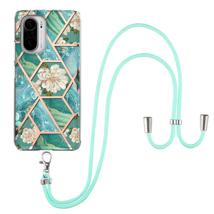 Electroplating Splicing Marble Flower Pattern TPU Shockproof Case with Lanyard, For Xiaomi Mi 11i / Poco F3, For Xiaomi Poco M3 / Redmi Note 9 4G, For Xiaomi Redmi 9A, For Xiaomi Mi 10 Lite 5G, For Xiaomi Mi 10T Lite 5G, For Xiaomi Mi 10T 5G / 10T Pro 5G