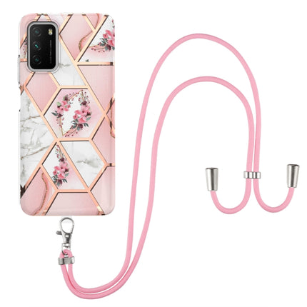 Electroplating Splicing Marble Flower Pattern TPU Shockproof Case with Lanyard, For Xiaomi Mi 11i / Poco F3, For Xiaomi Poco M3 / Redmi Note 9 4G, For Xiaomi Redmi 9A, For Xiaomi Mi 10 Lite 5G, For Xiaomi Mi 10T Lite 5G, For Xiaomi Mi 10T 5G / 10T Pro 5G