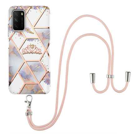 Electroplating Splicing Marble Flower Pattern TPU Shockproof Case with Lanyard, For Xiaomi Mi 11i / Poco F3, For Xiaomi Poco M3 / Redmi Note 9 4G, For Xiaomi Redmi 9A, For Xiaomi Mi 10 Lite 5G, For Xiaomi Mi 10T Lite 5G, For Xiaomi Mi 10T 5G / 10T Pro 5G