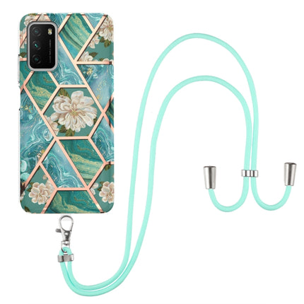 Electroplating Splicing Marble Flower Pattern TPU Shockproof Case with Lanyard, For Xiaomi Mi 11i / Poco F3, For Xiaomi Poco M3 / Redmi Note 9 4G, For Xiaomi Redmi 9A, For Xiaomi Mi 10 Lite 5G, For Xiaomi Mi 10T Lite 5G, For Xiaomi Mi 10T 5G / 10T Pro 5G