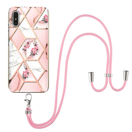 Electroplating Splicing Marble Flower Pattern TPU Shockproof Case with Lanyard, For Xiaomi Mi 11i / Poco F3, For Xiaomi Poco M3 / Redmi Note 9 4G, For Xiaomi Redmi 9A, For Xiaomi Mi 10 Lite 5G, For Xiaomi Mi 10T Lite 5G, For Xiaomi Mi 10T 5G / 10T Pro 5G