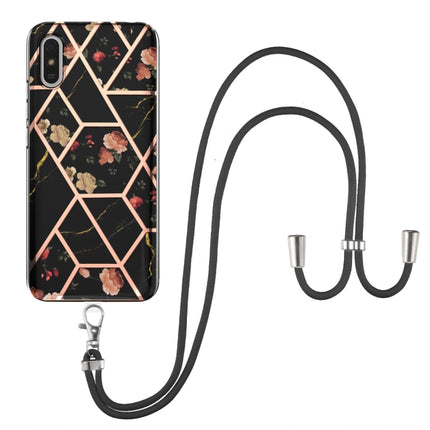 Electroplating Splicing Marble Flower Pattern TPU Shockproof Case with Lanyard, For Xiaomi Mi 11i / Poco F3, For Xiaomi Poco M3 / Redmi Note 9 4G, For Xiaomi Redmi 9A, For Xiaomi Mi 10 Lite 5G, For Xiaomi Mi 10T Lite 5G, For Xiaomi Mi 10T 5G / 10T Pro 5G