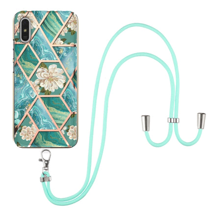 Electroplating Splicing Marble Flower Pattern TPU Shockproof Case with Lanyard, For Xiaomi Mi 11i / Poco F3, For Xiaomi Poco M3 / Redmi Note 9 4G, For Xiaomi Redmi 9A, For Xiaomi Mi 10 Lite 5G, For Xiaomi Mi 10T Lite 5G, For Xiaomi Mi 10T 5G / 10T Pro 5G