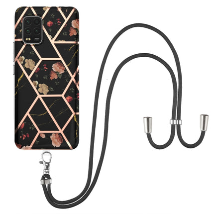 Electroplating Splicing Marble Flower Pattern TPU Shockproof Case with Lanyard, For Xiaomi Mi 11i / Poco F3, For Xiaomi Poco M3 / Redmi Note 9 4G, For Xiaomi Redmi 9A, For Xiaomi Mi 10 Lite 5G, For Xiaomi Mi 10T Lite 5G, For Xiaomi Mi 10T 5G / 10T Pro 5G