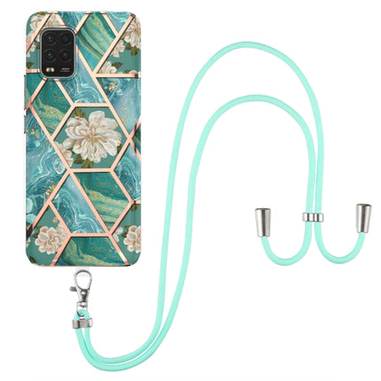 Electroplating Splicing Marble Flower Pattern TPU Shockproof Case with Lanyard, For Xiaomi Mi 11i / Poco F3, For Xiaomi Poco M3 / Redmi Note 9 4G, For Xiaomi Redmi 9A, For Xiaomi Mi 10 Lite 5G, For Xiaomi Mi 10T Lite 5G, For Xiaomi Mi 10T 5G / 10T Pro 5G