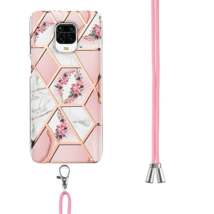 Electroplating Splicing Marble Flower Pattern TPU Shockproof Case with Lanyard, For Xiaomi Redmi Note 9S / Note 9 Pro, For Xiaomi Redmi Note 10, For Xiaomi Redmi Note 10 Pro/ 10 Pro Max, For Xiaomi Poco X3 NFC, For LG Stylo 7 4G, For LG Stylo 7 5G