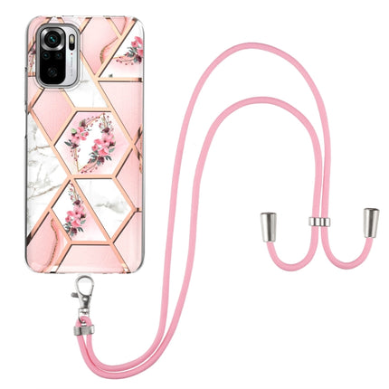 Electroplating Splicing Marble Flower Pattern TPU Shockproof Case with Lanyard, For Xiaomi Redmi Note 9S / Note 9 Pro, For Xiaomi Redmi Note 10, For Xiaomi Redmi Note 10 Pro/ 10 Pro Max, For Xiaomi Poco X3 NFC, For LG Stylo 7 4G, For LG Stylo 7 5G