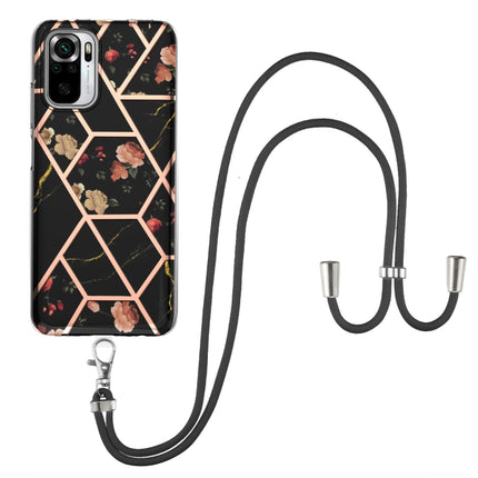 Electroplating Splicing Marble Flower Pattern TPU Shockproof Case with Lanyard, For Xiaomi Redmi Note 9S / Note 9 Pro, For Xiaomi Redmi Note 10, For Xiaomi Redmi Note 10 Pro/ 10 Pro Max, For Xiaomi Poco X3 NFC, For LG Stylo 7 4G, For LG Stylo 7 5G