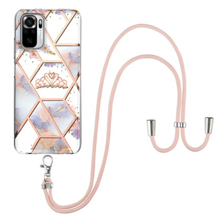 Electroplating Splicing Marble Flower Pattern TPU Shockproof Case with Lanyard, For Xiaomi Redmi Note 9S / Note 9 Pro, For Xiaomi Redmi Note 10, For Xiaomi Redmi Note 10 Pro/ 10 Pro Max, For Xiaomi Poco X3 NFC, For LG Stylo 7 4G, For LG Stylo 7 5G