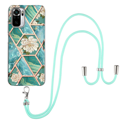 Electroplating Splicing Marble Flower Pattern TPU Shockproof Case with Lanyard, For Xiaomi Redmi Note 9S / Note 9 Pro, For Xiaomi Redmi Note 10, For Xiaomi Redmi Note 10 Pro/ 10 Pro Max, For Xiaomi Poco X3 NFC, For LG Stylo 7 4G, For LG Stylo 7 5G