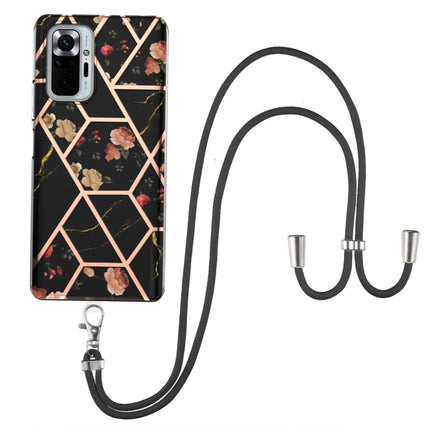 Electroplating Splicing Marble Flower Pattern TPU Shockproof Case with Lanyard, For Xiaomi Redmi Note 9S / Note 9 Pro, For Xiaomi Redmi Note 10, For Xiaomi Redmi Note 10 Pro/ 10 Pro Max, For Xiaomi Poco X3 NFC, For LG Stylo 7 4G, For LG Stylo 7 5G