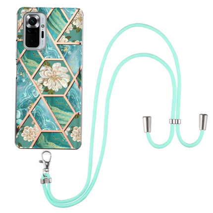 Electroplating Splicing Marble Flower Pattern TPU Shockproof Case with Lanyard, For Xiaomi Redmi Note 9S / Note 9 Pro, For Xiaomi Redmi Note 10, For Xiaomi Redmi Note 10 Pro/ 10 Pro Max, For Xiaomi Poco X3 NFC, For LG Stylo 7 4G, For LG Stylo 7 5G