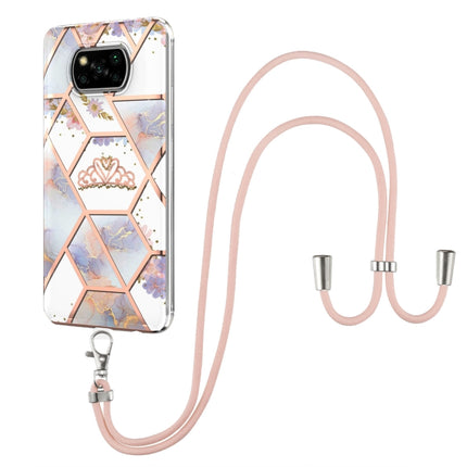 Electroplating Splicing Marble Flower Pattern TPU Shockproof Case with Lanyard, For Xiaomi Redmi Note 9S / Note 9 Pro, For Xiaomi Redmi Note 10, For Xiaomi Redmi Note 10 Pro/ 10 Pro Max, For Xiaomi Poco X3 NFC, For LG Stylo 7 4G, For LG Stylo 7 5G