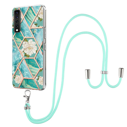 Electroplating Splicing Marble Flower Pattern TPU Shockproof Case with Lanyard, For Xiaomi Redmi Note 9S / Note 9 Pro, For Xiaomi Redmi Note 10, For Xiaomi Redmi Note 10 Pro/ 10 Pro Max, For Xiaomi Poco X3 NFC, For LG Stylo 7 4G, For LG Stylo 7 5G