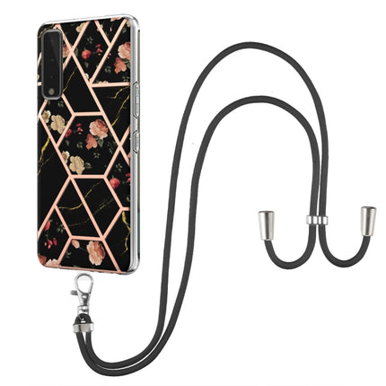 Electroplating Splicing Marble Flower Pattern TPU Shockproof Case with Lanyard, For Xiaomi Redmi Note 9S / Note 9 Pro, For Xiaomi Redmi Note 10, For Xiaomi Redmi Note 10 Pro/ 10 Pro Max, For Xiaomi Poco X3 NFC, For LG Stylo 7 4G, For LG Stylo 7 5G
