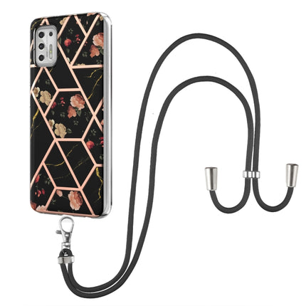 Electroplating Splicing Marble Flower Pattern TPU Shockproof Case with Lanyard, For LG Velvet 4G / Velvet 5G / G9, For Motorola Moto G Play 2021, For Motorola Moto G Power 2021, For Motorola Moto G Stylus 2021