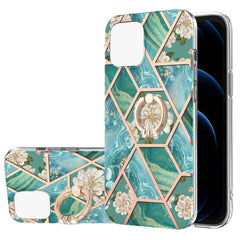 Electroplating Splicing Marble Flower Pattern TPU Shockproof Case with Rhinestone Ring Holder, For iPhone 13 mini, For iPhone 13, For iPhone 13 Pro, For iPhone 13 Pro Max, For iPhone 12 mini, For iPhone 12 / 12 Pro, For iPhone 12 Pro Max, For iPhone 11