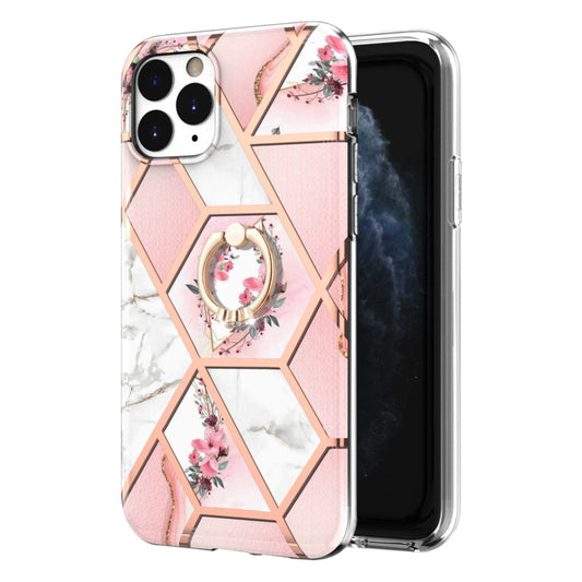 Galvanisiertes Spleißen, Marmor-Blumenmuster, stoßfeste TPU-Hülle mit Strass-Ringhalter, für iPhone 11 Pro, für iPhone 11 Pro Max, für iPhone X / XS, für iPhone XR, für iPhone XS Max, für iPhone SE 2022 / SE 2020 / 7 / 8, für iPhone 7 Plus / 8 Plus