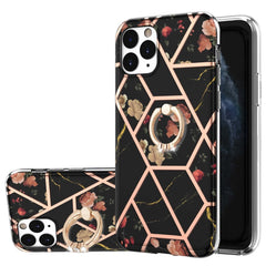 Galvanisiertes Spleißen, Marmor-Blumenmuster, stoßfeste TPU-Hülle mit Strass-Ringhalter, für iPhone 11 Pro, für iPhone 11 Pro Max, für iPhone X / XS, für iPhone XR, für iPhone XS Max, für iPhone SE 2022 / SE 2020 / 7 / 8, für iPhone 7 Plus / 8 Plus