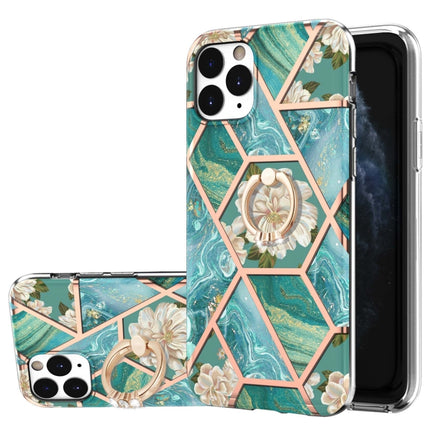 Galvanisiertes Spleißen, Marmor-Blumenmuster, stoßfeste TPU-Hülle mit Strass-Ringhalter, für iPhone 11 Pro, für iPhone 11 Pro Max, für iPhone X / XS, für iPhone XR, für iPhone XS Max, für iPhone SE 2022 / SE 2020 / 7 / 8, für iPhone 7 Plus / 8 Plus